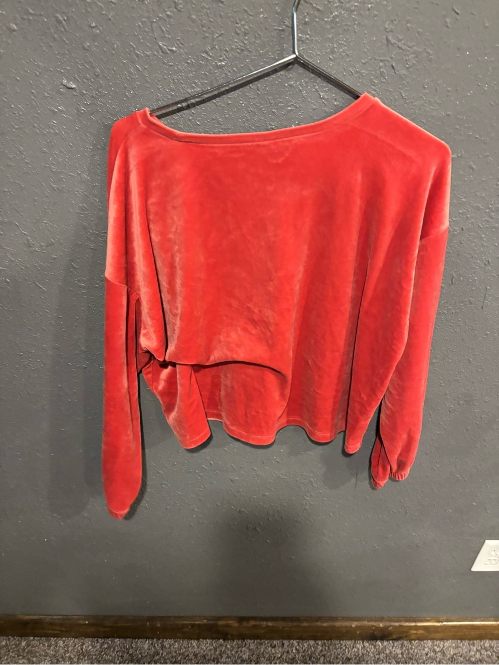 Old Navy Red Velour Boxy Pullover Sweatshirt - Picture 3 of 4